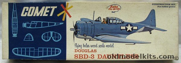 Comet Douglas SBD-3 Dauntless - 20 inch Wingspan Flying Balsa Airplane Model, 3401-149 plastic model kit